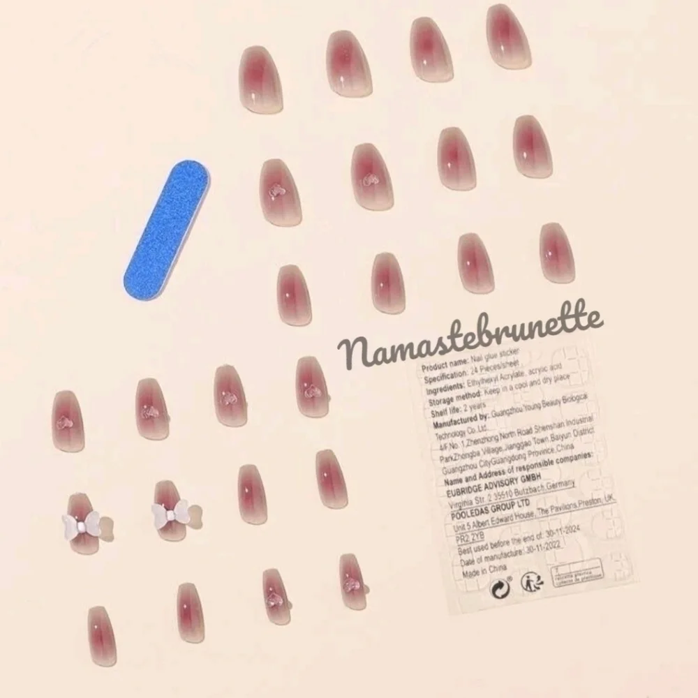 2/$16 Hearts & Bows Coffin Press On Nails